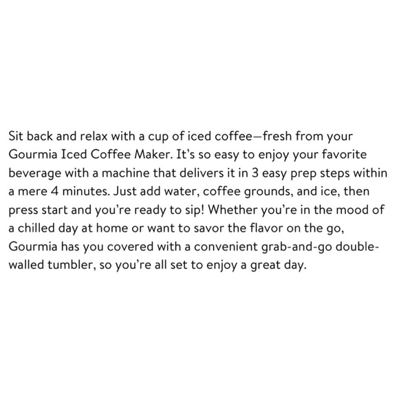 GOURMIA Iced Coffee Maker with Reusable Tumbler, White - Picture 2 of 7